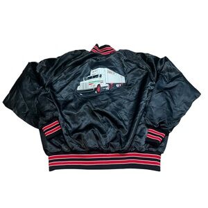 VTG 80s SF Safety Satin Jacket XL Trucker Freight Varsity Tonkin Inc